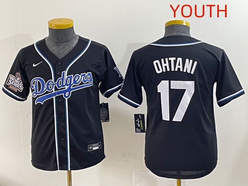 Youth 2025 Los Angeles Dodgers #17 Ohtani Black Three generations Fashion Nike MLB Jersey style 7->youth mlb jersey->Youth Jersey